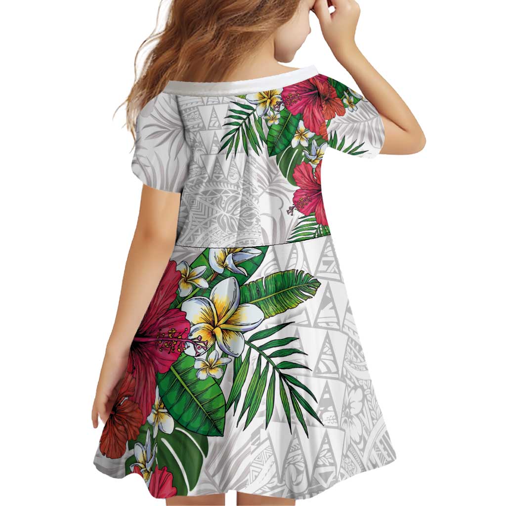 Hawaiian Tropical Plants Family Matching Puletasi and Hawaiian Shirt Kakau Tattoo and Polynesian Pattern Half White Color LT03 - Polynesian Pride