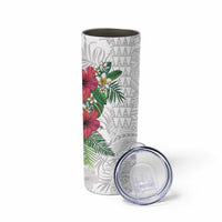 Hawaiian Tropical Plants Skinny Tumbler Kakau Tattoo and Polynesian Pattern Half White Color LT03 - Polynesian Pride