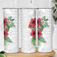Hawaiian Tropical Plants Skinny Tumbler Kakau Tattoo and Polynesian Pattern Half White Color LT03 - Polynesian Pride