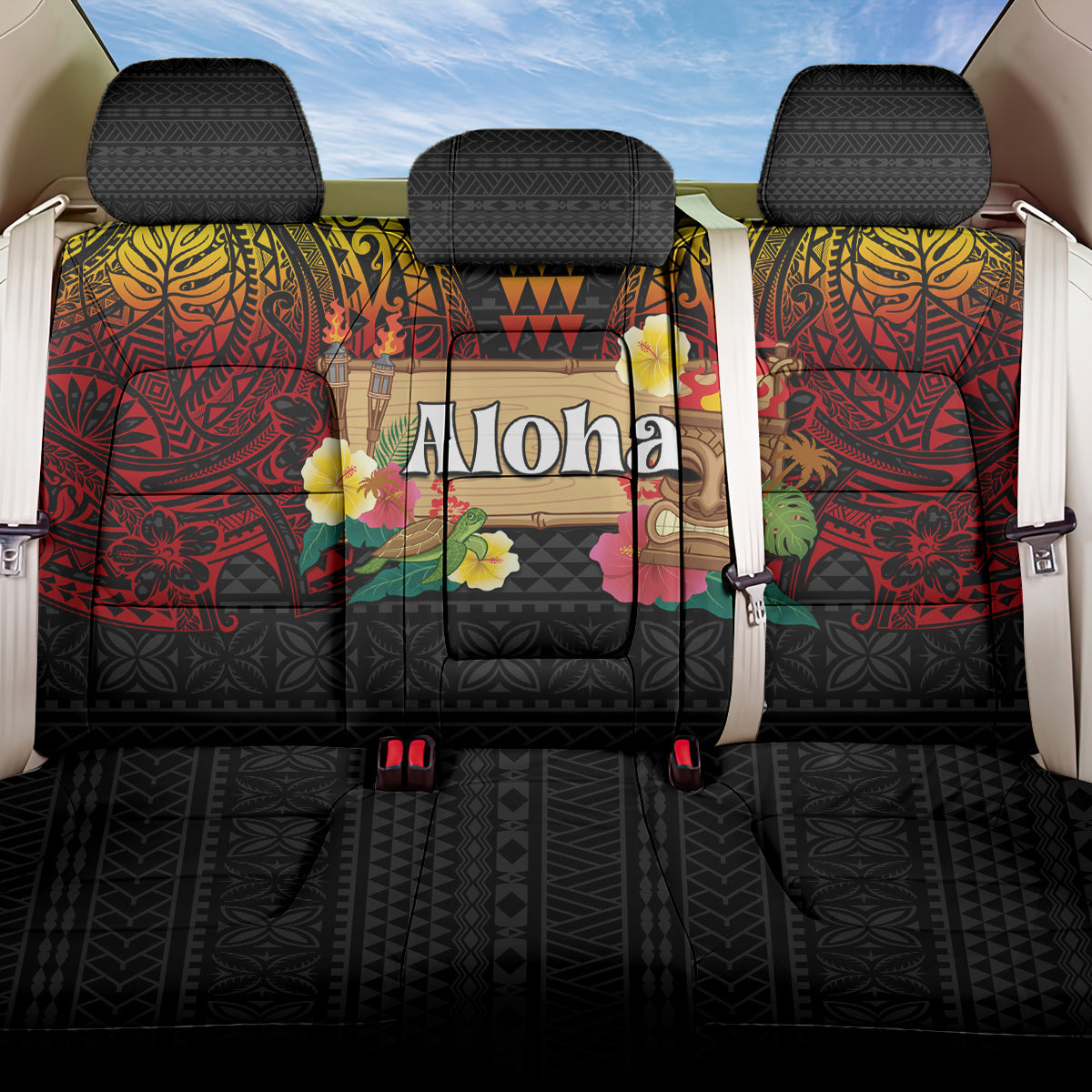 Hawaiian Elements and Polynesian Tattoo Back Car Seat Cover LT03