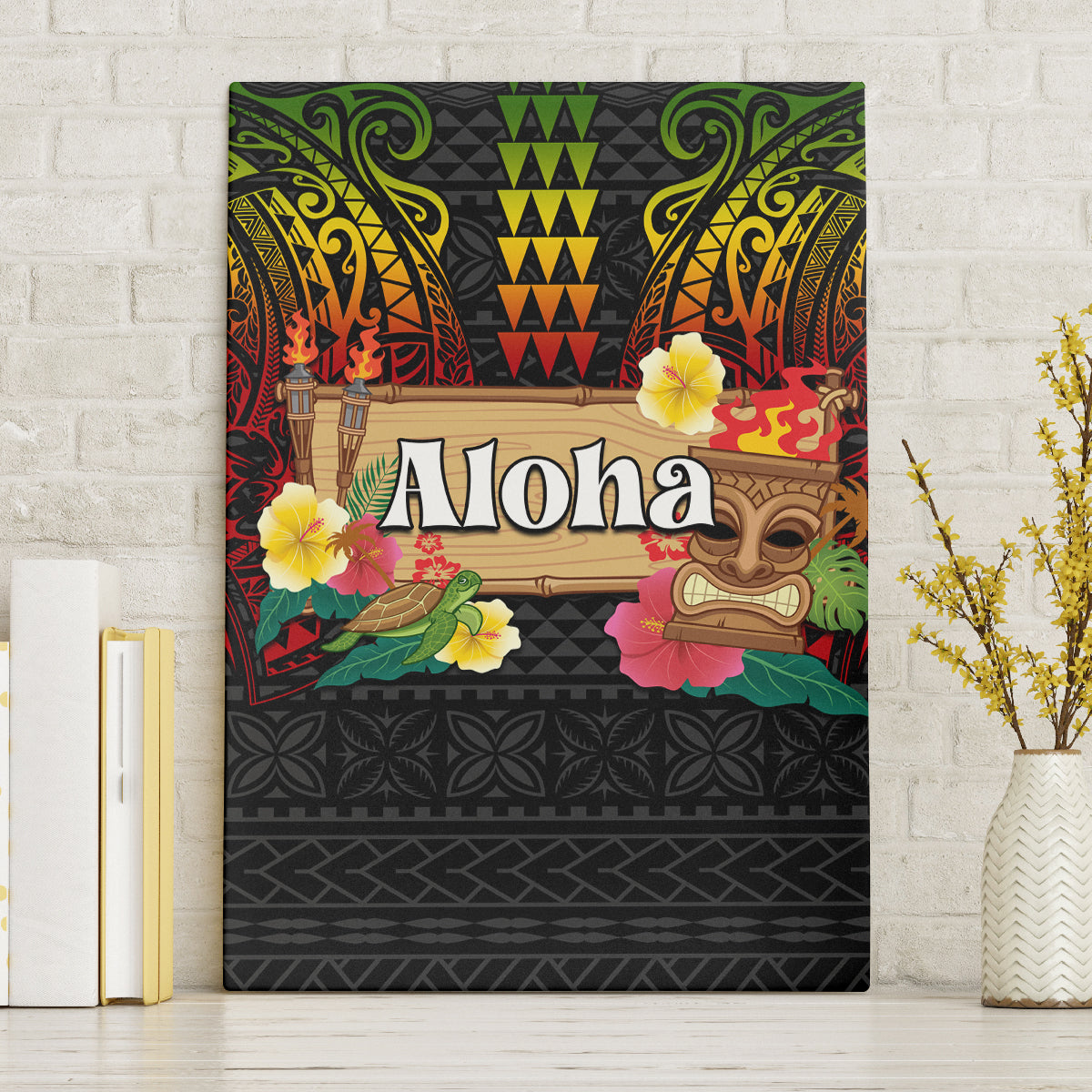 Hawaiian Elements and Polynesian Tattoo Canvas Wall Art