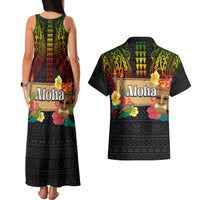 Hawaiian Elements and Polynesian Tattoo Couples Matching Tank Maxi Dress and Hawaiian Shirt LT03 - Polynesian Pride