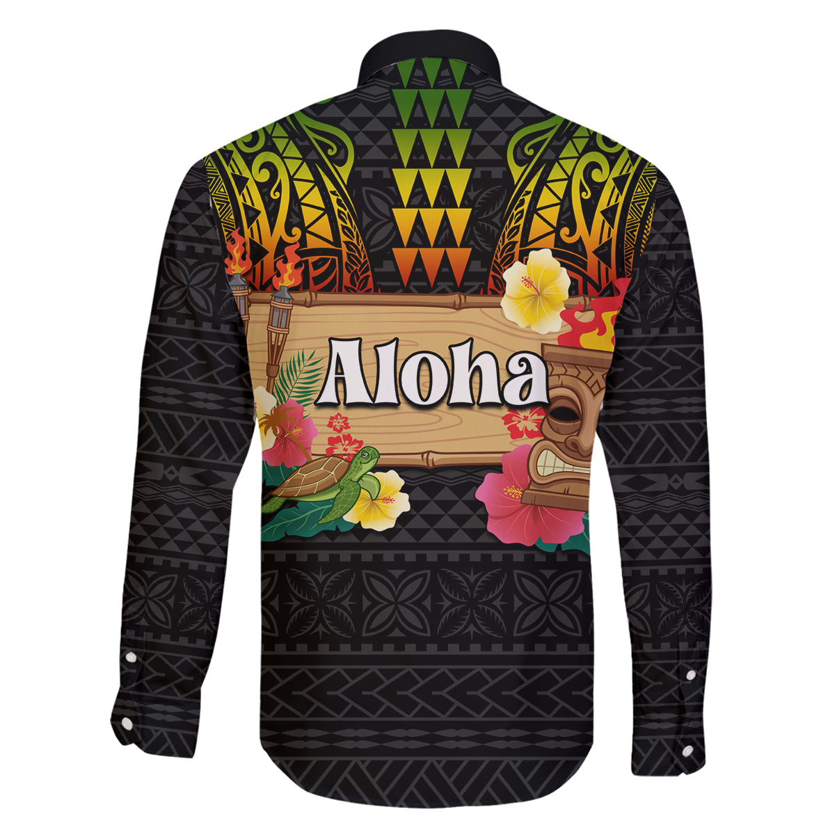 Hawaii Pan-Pacific Festival Family Matching Long Sleeve Bodycon Dress and Hawaiian Shirt Hawaiian Elements and Polynesian Tattoo