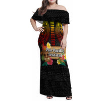 Hawaii Pan-Pacific Festival Family Matching Off Shoulder Maxi Dress and Hawaiian Shirt Hawaiian Elements and Polynesian Tattoo