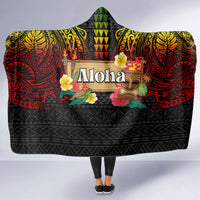 Hawaiian Elements and Polynesian Tattoo Hooded Blanket