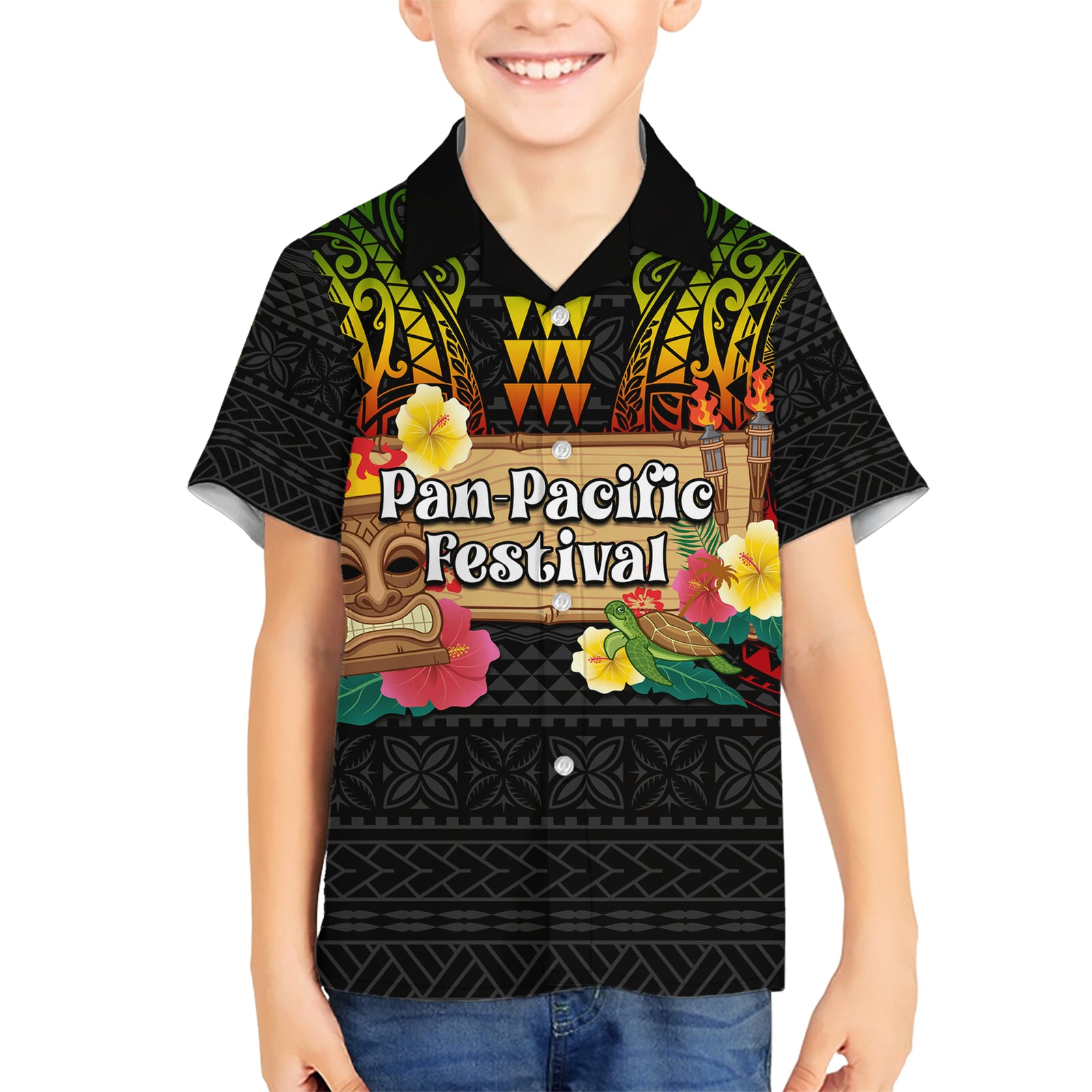 Hawaii Pan-Pacific Festival Kid Hawaiian Shirt Hawaiian Elements and Polynesian Tattoo