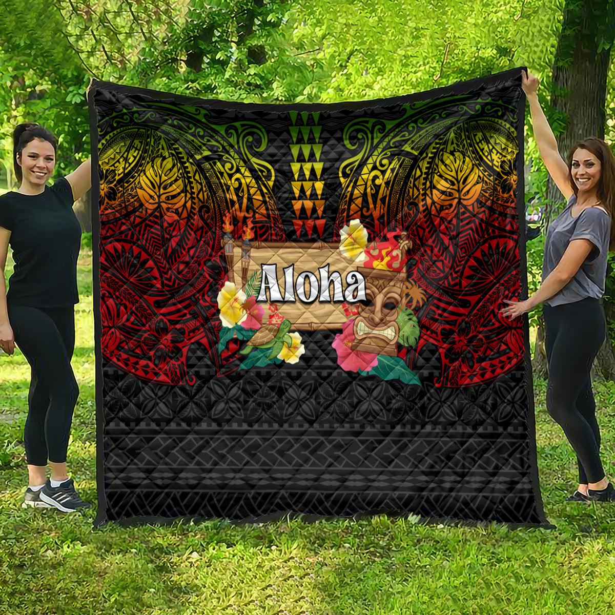 Hawaiian Elements and Polynesian Tattoo Quilt
