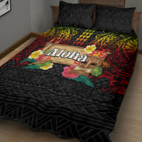 Hawaiian Elements and Polynesian Tattoo Quilt Bed Set