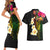 Hawaii Plumeria Couples Matching Short Sleeve Bodycon Dress and Hawaiian Shirt Polynesian Tattoo and Hibiscus