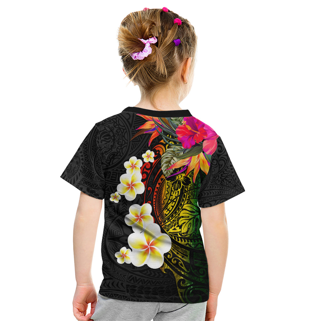 Hawaii Plumeria Kid T Shirt Polynesian Tattoo and Hibiscus LT03 - Polynesian Pride