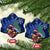 New Zealand Tuatara Christmas Ceramic Ornament Silver Fern and Xmas Pohutukawa Tree Blue Color