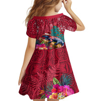 New Zealand Tuatara Christmas Family Matching Puletasi and Hawaiian Shirt Silver Fern and Xmas Pohutukawa Tree Red Color LT03 - Polynesian Pride