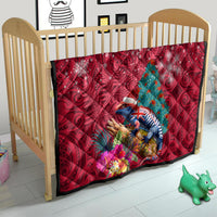 New Zealand Tuatara Christmas Quilt Silver Fern and Xmas Pohutukawa Tree Red Color LT03 - Polynesian Pride
