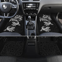 New Zealand Tuatara Tribal Tattoo Car Mats Silver Fern and Maori Pattern Black Color LT03 Set 4pcs Black - Polynesian Pride