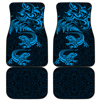 New Zealand Tuatara Tribal Tattoo Car Mats Silver Fern and Maori Pattern Blue Color LT03 - Polynesian Pride