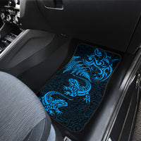 New Zealand Tuatara Tribal Tattoo Car Mats Silver Fern and Maori Pattern Blue Color LT03 - Polynesian Pride