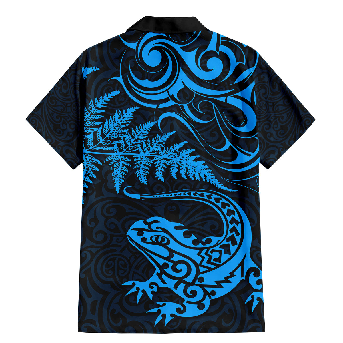 New Zealand Tuatara Tribal Tattoo Family Matching Mermaid Dress and Hawaiian Shirt Silver Fern and Maori Pattern Blue Color LT03 - Polynesian Pride