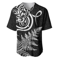 New Zealand Octopus Tattoo and Fern Baseball Jersey Maori Pattern LT03 Black - Polynesian Pride