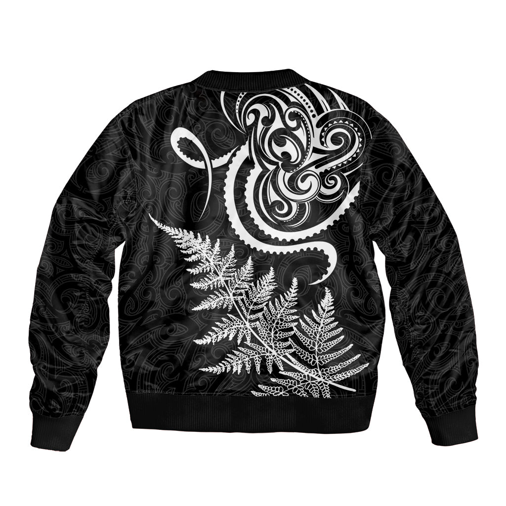 New Zealand Octopus Tattoo and Fern Bomber Jacket Maori Pattern