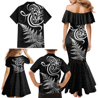 New Zealand Octopus Tattoo and Fern Family Matching Mermaid Dress and Hawaiian Shirt Maori Pattern LT03 - Polynesian Pride