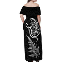 New Zealand Octopus Tattoo and Fern Family Matching Off Shoulder Maxi Dress and Hawaiian Shirt Maori Pattern LT03 - Polynesian Pride
