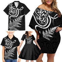 New Zealand Octopus Tattoo and Fern Family Matching Off Shoulder Short Dress and Hawaiian Shirt Maori Pattern LT03 - Polynesian Pride