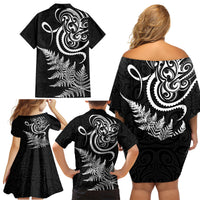 New Zealand Octopus Tattoo and Fern Family Matching Off Shoulder Short Dress and Hawaiian Shirt Maori Pattern LT03 - Polynesian Pride