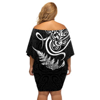 New Zealand Octopus Tattoo and Fern Family Matching Off Shoulder Short Dress and Hawaiian Shirt Maori Pattern LT03 - Polynesian Pride