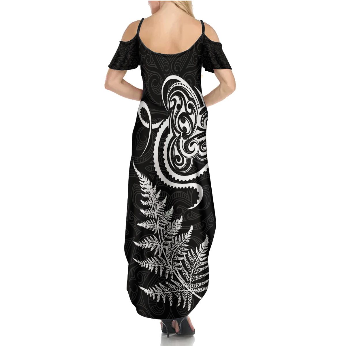New Zealand Octopus Tattoo and Fern Family Matching Summer Maxi Dress and Hawaiian Shirt Maori Pattern LT03 - Polynesian Pride