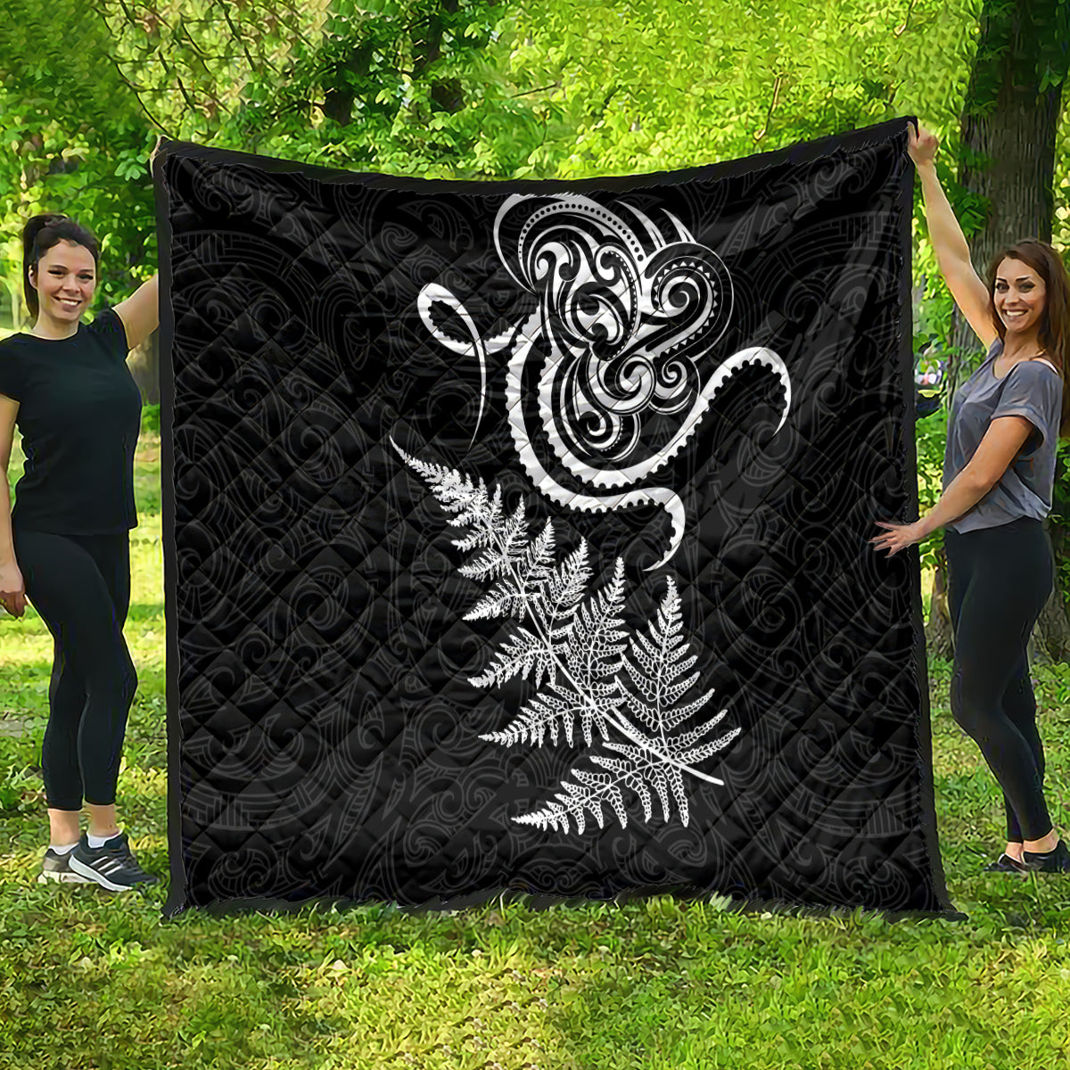 New Zealand Octopus Tattoo and Fern Quilt Maori Pattern LT03 - Polynesian Pride