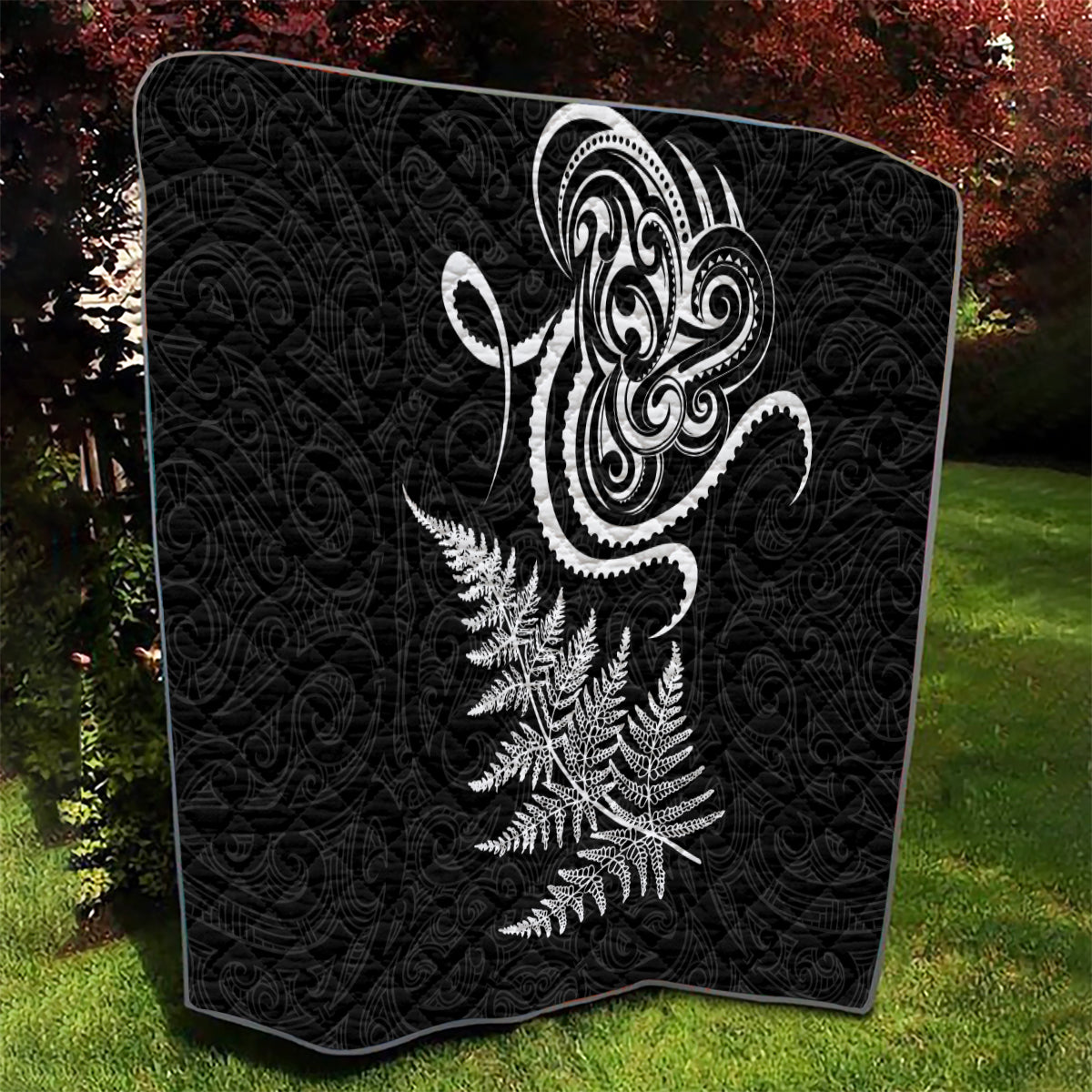 New Zealand Octopus Tattoo and Fern Quilt Maori Pattern LT03 - Polynesian Pride