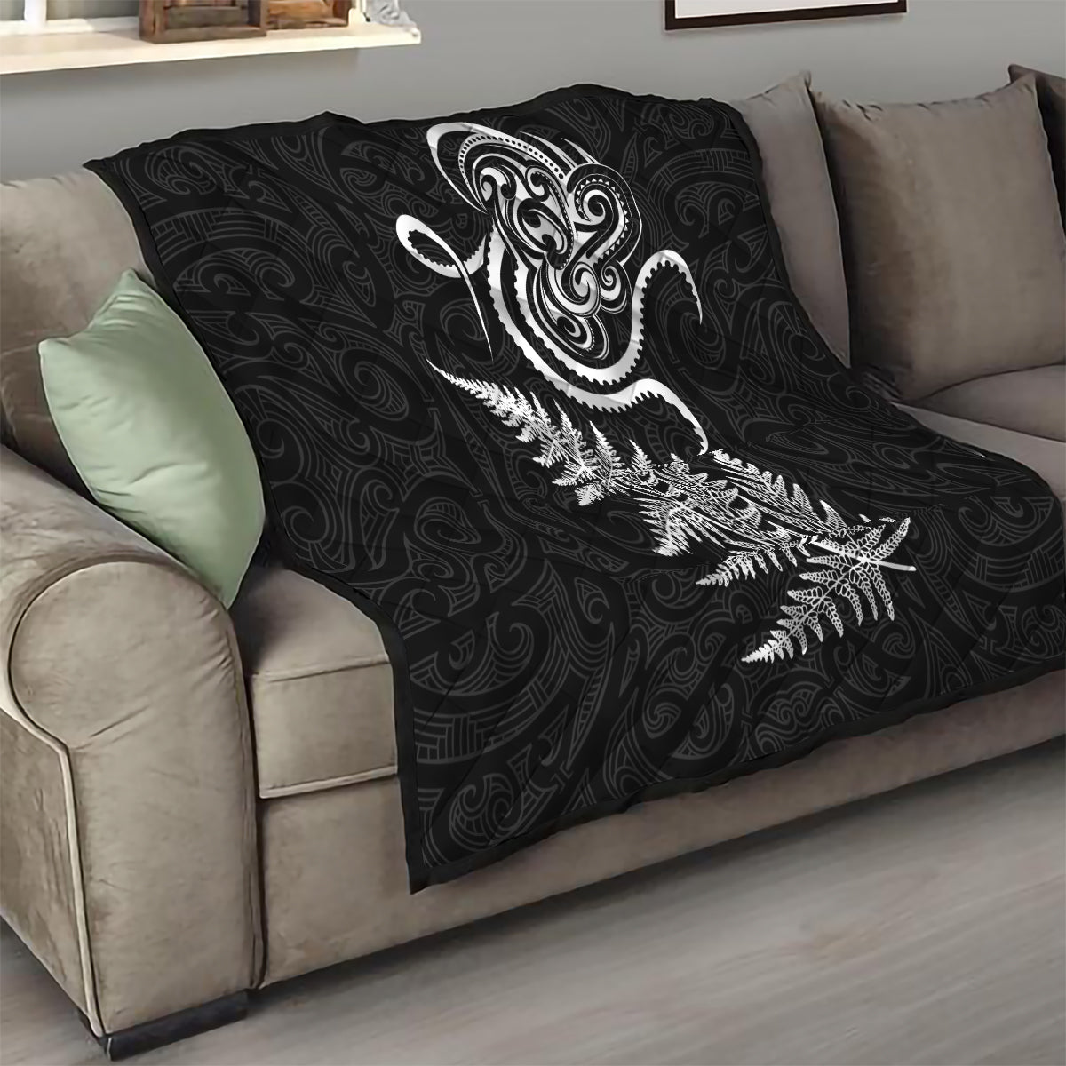 New Zealand Octopus Tattoo and Fern Quilt Maori Pattern LT03 - Polynesian Pride
