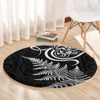 New Zealand Octopus Tattoo and Fern Round Carpet Maori Pattern