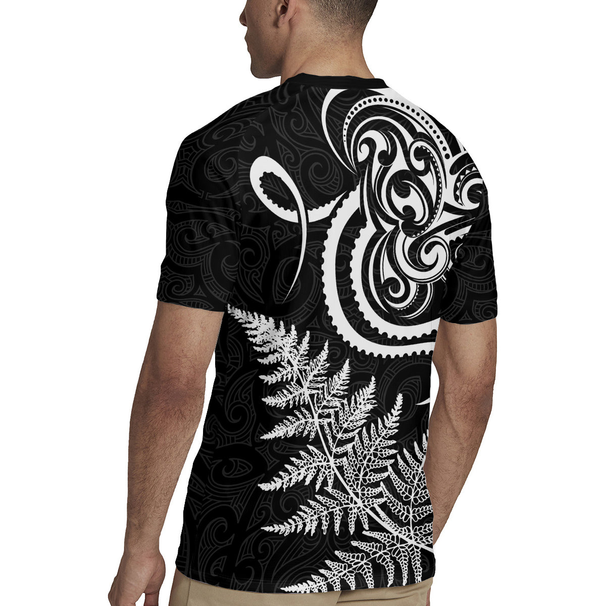 New Zealand Octopus Tattoo and Fern Rugby Jersey Maori Pattern