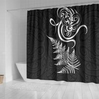 New Zealand Octopus Tattoo and Fern Shower Curtain Maori Pattern