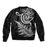 New Zealand Octopus Tattoo and Fern Sleeve Zip Bomber Jacket Maori Pattern
