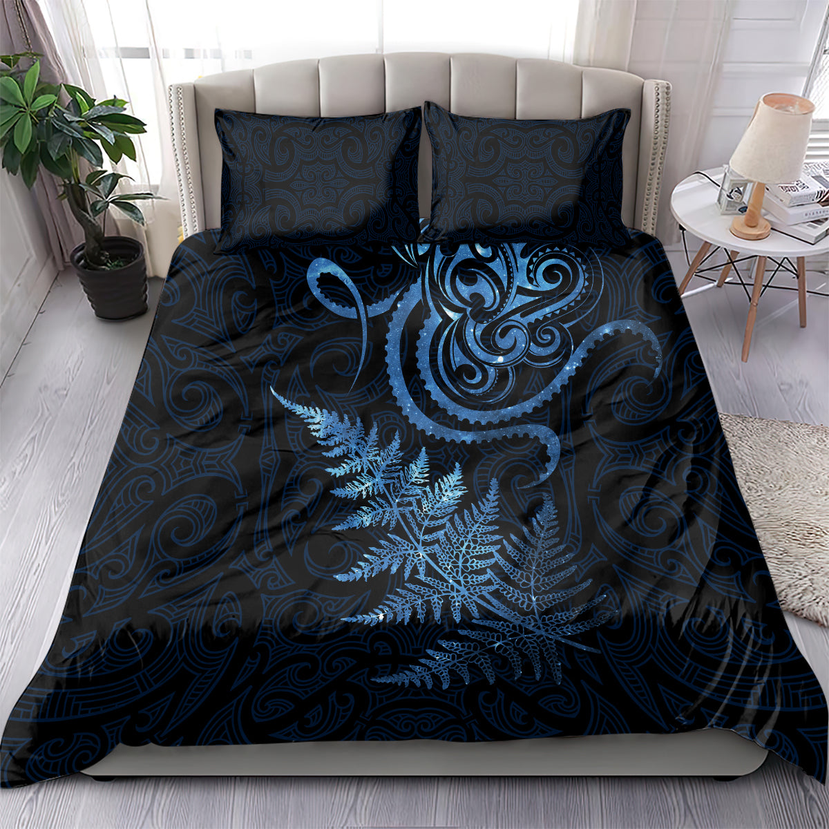 New Zealand Octopus Tattoo and Fern Bedding Set Maori Pattern Matariki Style LT03 - Polynesian Pride