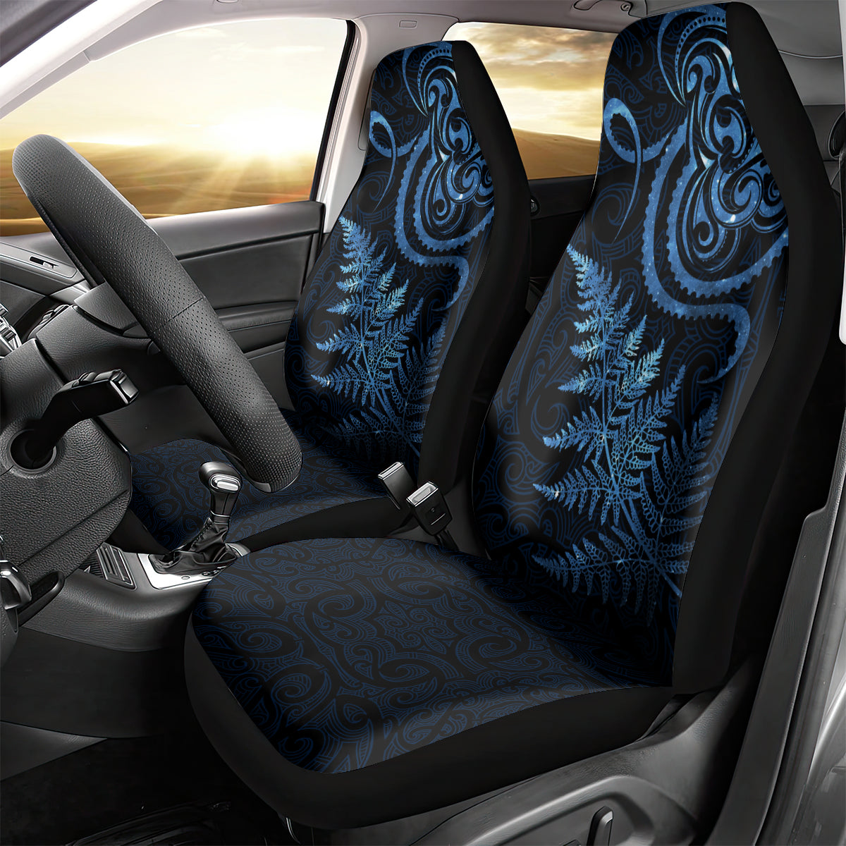 New Zealand Octopus Tattoo and Fern Car Seat Cover Maori Pattern Matariki Style LT03 - Polynesian Pride