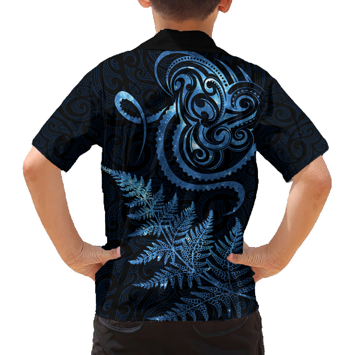 New Zealand Octopus Tattoo and Fern Family Matching Off Shoulder Short Dress and Hawaiian Shirt Maori Pattern Matariki Style LT03 - Polynesian Pride