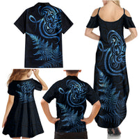 New Zealand Octopus Tattoo and Fern Family Matching Summer Maxi Dress and Hawaiian Shirt Maori Pattern Matariki Style LT03 - Polynesian Pride