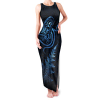 New Zealand Octopus Tattoo and Fern Family Matching Tank Maxi Dress and Hawaiian Shirt Maori Pattern Matariki Style LT03 Mom's Dress Blue - Polynesian Pride