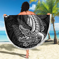 New Zealand Crocodile Tattoo and Fern Beach Blanket Maori Pattern