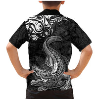 New Zealand Crocodile Tattoo and Fern Family Matching Mermaid Dress and Hawaiian Shirt Maori Pattern LT03 - Polynesian Pride
