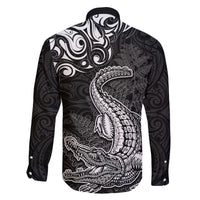 New Zealand Crocodile Tattoo and Fern Family Matching Puletasi and Hawaiian Shirt Maori Pattern LT03 - Polynesian Pride