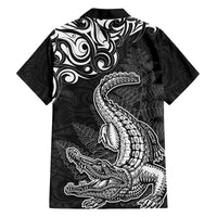 New Zealand Crocodile Tattoo and Fern Family Matching Summer Maxi Dress and Hawaiian Shirt Maori Pattern LT03 - Polynesian Pride