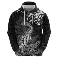 New Zealand Crocodile Tattoo and Fern Hoodie Maori Pattern