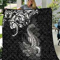 New Zealand Crocodile Tattoo and Fern Quilt Maori Pattern LT03 Black - Polynesian Pride