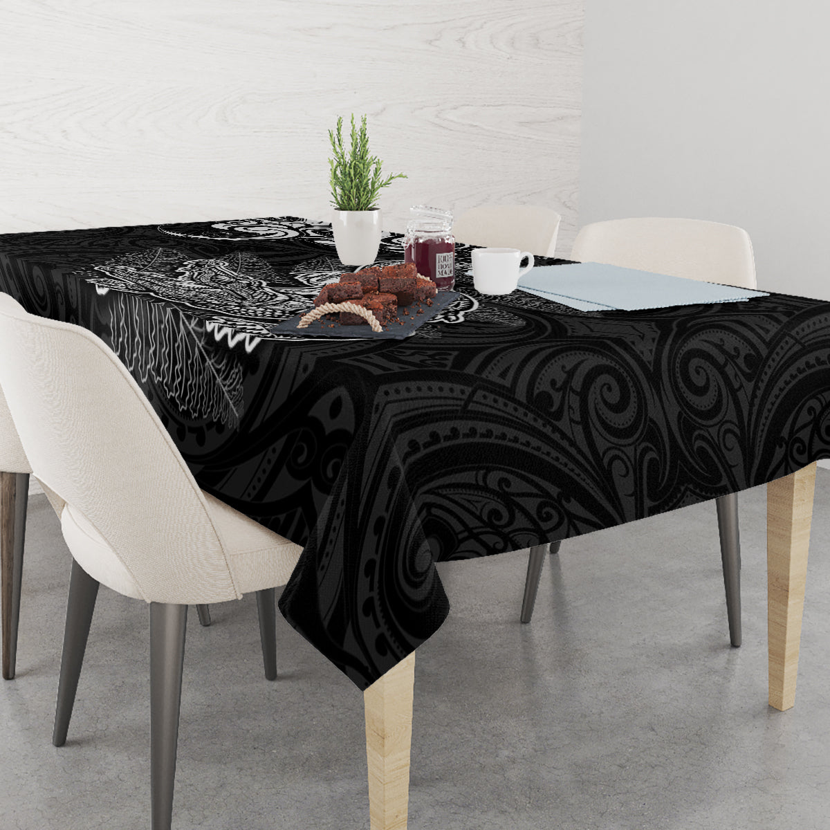 New Zealand Crocodile Tattoo and Fern Tablecloth Maori Pattern LT03 - Polynesian Pride