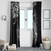 New Zealand Crocodile Tattoo and Fern Window Curtain Maori Pattern