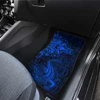 New Zealand Crocodile Tattoo and Fern Car Mats Maori Pattern Blue Color LT03 - Polynesian Pride